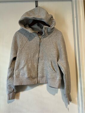 Trendy Queen grey scuba cropped quarter zip hoodie sweatshirt M